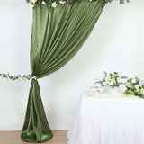 8ftx10ft Olive Green Satin Formal Event Backdrop Drape, Window Curtain Panel