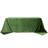 90x132inch Olive Green Seamless Premium Velvet Rectangle Tablecloth, Reusable Linen