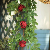 6ft | Burgundy Artificial Peony/Foliage Hanging Flower Garland Vine