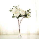 2 Bush | Ivory Artificial Silk Peony, Rose and Hydrangea Flower Bouquet