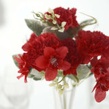 3 Pack | 14inch Red Artificial Silk Carnation Flower Arrangements