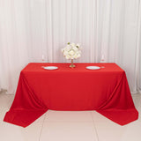 90x156inch Red Premium Scuba Wrinkle Free Rectangular Tablecloth, Seamless Scuba Polyester