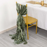 5 Pack Eucalyptus Sage Green Curly Willow Chiffon Satin Chair Sashes