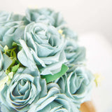 2 Bushes | 18inch Real Touch Dusty Blue Artificial Rose Flower Bouquet, Silk Long Stem Flower