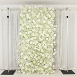 8ftx4ft Roll Up Artificial Flower Wall Panel Backdrop with White Silk Roses
