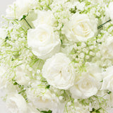22-Inch White Silk Rose Grand Centerpiece – Pre-Made Artificial Flower Ball for Wedding