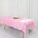 60"x102" Pink Smooth Satin Rectangular Tablecloth