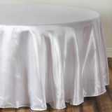 108" White Satin Round Tablecloth