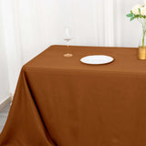 72"x120" Cinnamon Brown Polyester Rectangle Tablecloth, Reusable Linen Tablecloth