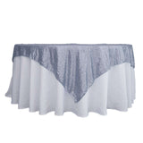 60"x60" Duchess Sequin Tablecloth Overlay, Square Table Overlay - Dusty Blue