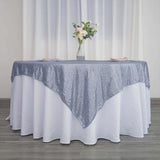 60"x60" Duchess Sequin Tablecloth Overlay, Square Table Overlay - Dusty Blue