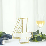 8" Tall | Gold Wedding Table Numbers | Freestanding 3D Decorative Metal Wire Numbers | 4