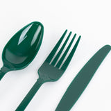 72 Pack Hunter Emerald Green Plastic Silverware Set in Baroque Style