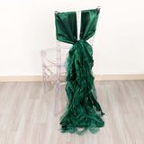 5 Pack Hunter Emerald Green Curly Willow Chiffon Satin Chair Sashes