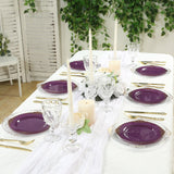 10-Pack Plastic 10inch Round Dinner Plates in Purple with Gold Leaf Embossed Rim Disposable Vintage