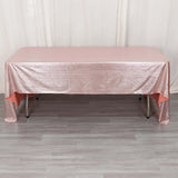 60x126inch Rose Gold Shimmer Sequin Dots Polyester Tablecloth, Wrinkle Free Sparkle Glitter