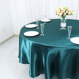 108" Peacock Teal Satin Round Tablecloth