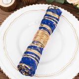 Royal Blue Gold Wave Embroidered Sequin Mesh Dinner Napkin, Reusable Decorative Napkin