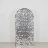 7ft Sparkly Silver Big Payette Sequin Fitted Wedding Arch Cover for Round Top Chiara Backdrop Stand