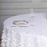 72" x 72" White Premium Big Payette Sequin Overlay