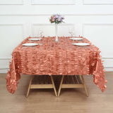 72inch x 72inch Terracotta (Rust) 3D Leaf Petal Taffeta Fabric Table Overlay