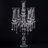 32inch 5 Arm Premium Crystal Glass Taper Candle Holder Candelabra With Chandelier Chains