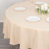 90" Beige Premium Polyester Round Tablecloth - 220GSM