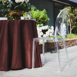 Clear Acrylic Banquet Ghost Chair With Oval Back, Transparent Armless Event Accent Chair