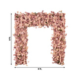 8ftx8ft Roll Up Flower Backdrop for Arch Stand, Dusty Rose with Fabric Backing Artificial Silk Roses