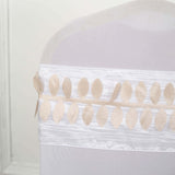 50ft | 4inch Beige Leaf Petal Taffeta Ribbon Sash, Artificial DIY Fabric Garlands