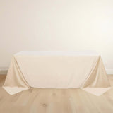 90x132inch Beige Premium Scuba Wrinkle Free Rectangular Tablecloth Seamless Polyester Tablecloth