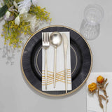 25 Pack | 10inch Black Sunray Gold Rimmed Serving Dinner Paper Plates, Disposable Party Plates