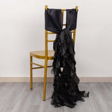 5 Pack Black Curly Willow Chiffon Satin Chair Sashes