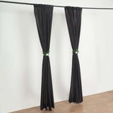 2 Pack Black Polyester Event Curtain Drapes, 10ftx8ft Backdrop Event Panels With Rod Pockets 130 GSM