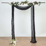 20ft Black Gauze Cheesecloth Fabric Wedding Arch Drapery, Window Scarf Valance, Boho Decor