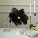 15inch LED Black Ostrich Feather Table Lamp Wedding Centerpiece