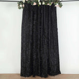 8ftx8ft Black 3D Leaf Petal Taffeta Fabric Event Curtain Drapery, Photo Backdrop Panel
