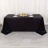 90x132inch Shiny Black Polyester Rectangular Tablecloth With Shimmer Sequin Dots