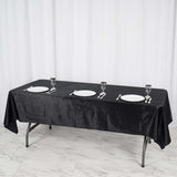 60"x102" Black Premium Velvet Rectangle Tablecloth, Reusable Linen