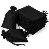60 Pack 6x9inch Black Satin Wedding Party Favor Bags, Drawstring Pouch Gift Bags