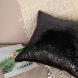 2 Pack | 18inch x 18inch Sequin Throw Pillow Cover, Decorative Cushion Case - Square Black Sequin