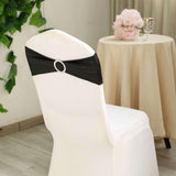 5 pack Metallic Black Spandex Chair Sashes With Attached Round Diamond Buckles