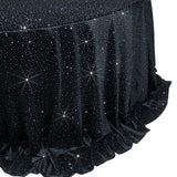 Scuba Round Tablecloth 132 Black with Rhinestone Accents – Seamless, Wrinkle-Free