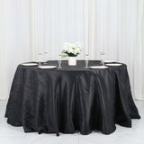 132inch Black Accordion Crinkle Taffeta Seamless Round Tablecloth