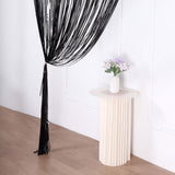 8ft Black Metallic Tinsel Foil Fringe Doorway Curtain Party Backdrop