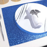 6 Pack | Royal Blue Sparkle Placemats, Non Slip Decorative Rectangle Glitter Table Mat