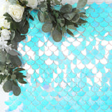 24sq.ft Shiny Iridescent Blue Sequin Shimmer Wall Photo Backdrop Mermaid Scales Pattern