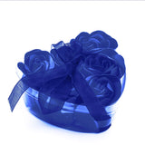 4 Pack | 24 Pcs Royal Blue Scented Rose Soap Heart Shaped Party Favors With Gift Boxes And Ribbon