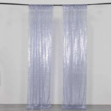 2 Pack Dusty Blue Sequin Event Curtain Drapes with Rod Pockets, Seamless Backdrop