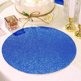 6 Pack | Royal Blue Sparkle Placemats, Non Slip Decorative Round Glitter Table Mat